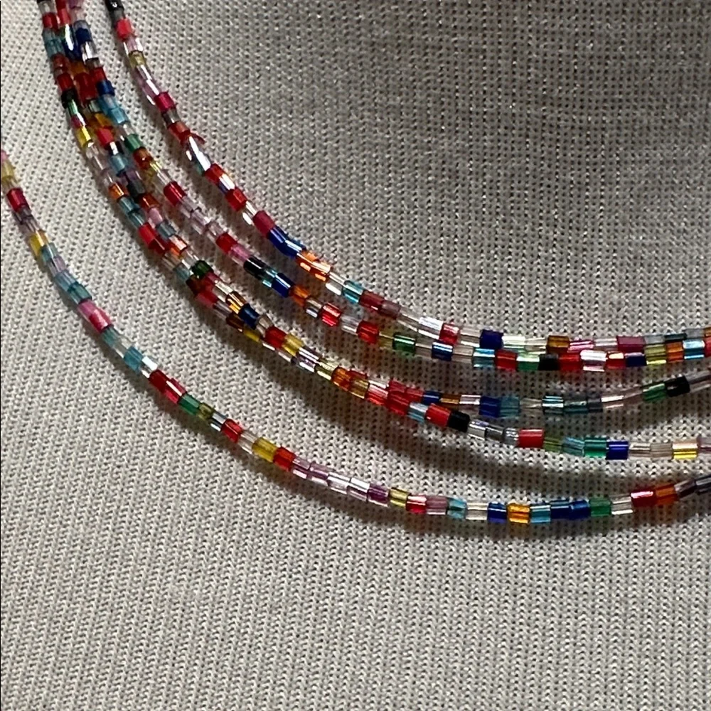 Multicolor five layer rainbow Beaded Necklace